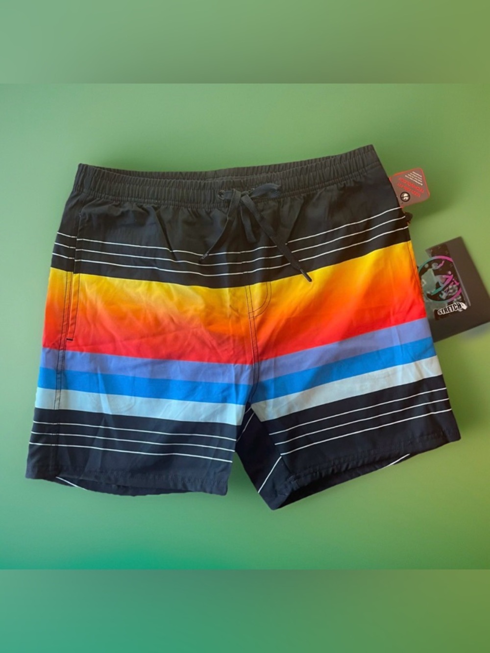 Uzzi Amphibious Gear Men's Swim Trunks M - Sunset Stripe Board Shorts UPF 30+